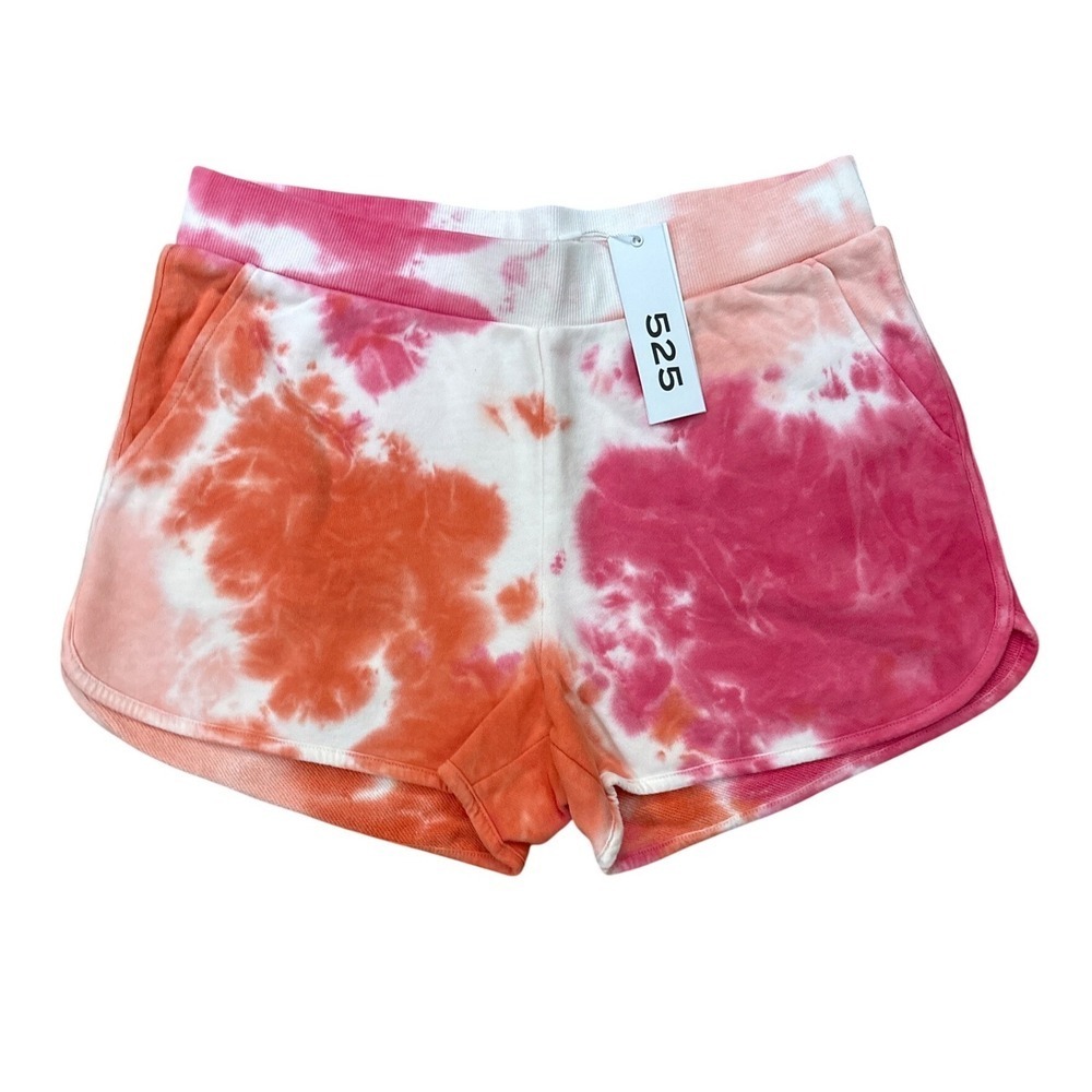 525 Women's Tie Dye Sweat Shorts Pink Orange White Size M New With Tags